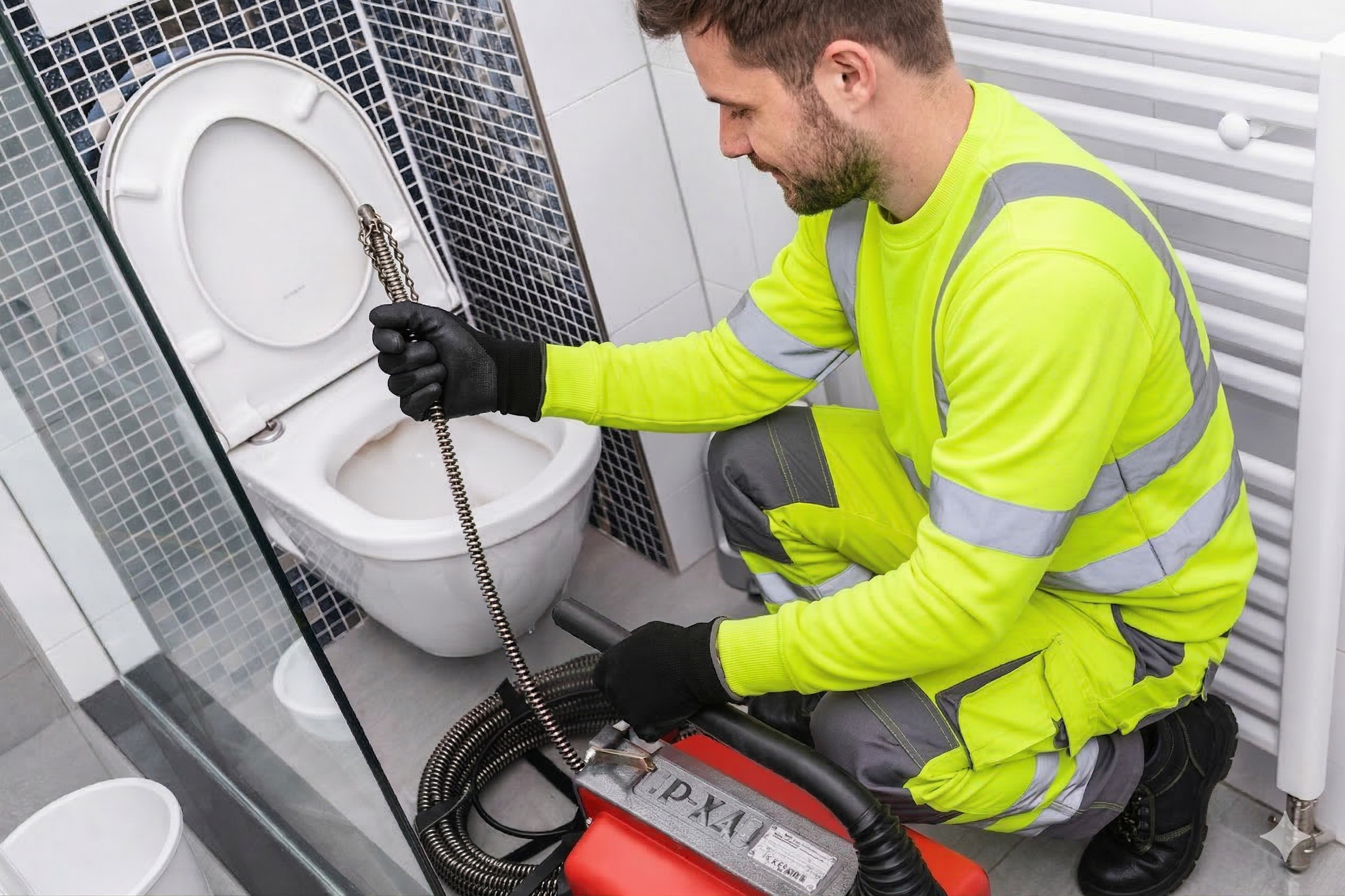 Werkzeug und Vorbereitung fuer die Rohrreinigung